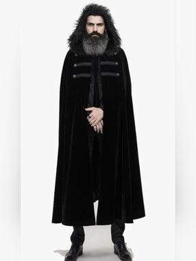 Rennaisance Black Hooded Cloak  M